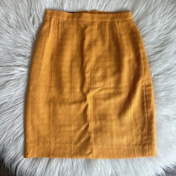 LOUIS FERAUD MARIGOLD YELLOW WOOL PENCIL SKIRT - Picture 1 of 7